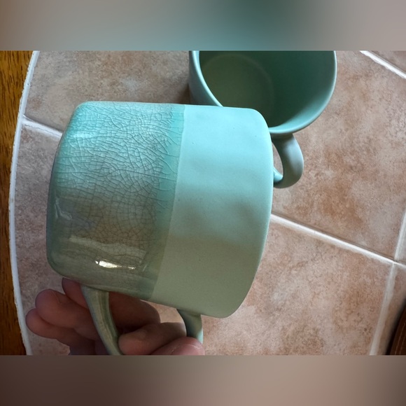 🌼Anthropologie Set of 2 Teal Ceramic mugs🌼 Like New. Never used🌼 - Picture 11 of 14